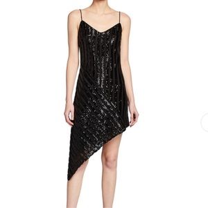 One33 Social Sequin Black Asymmetrical Cocktail Occasion Dress NWT 6